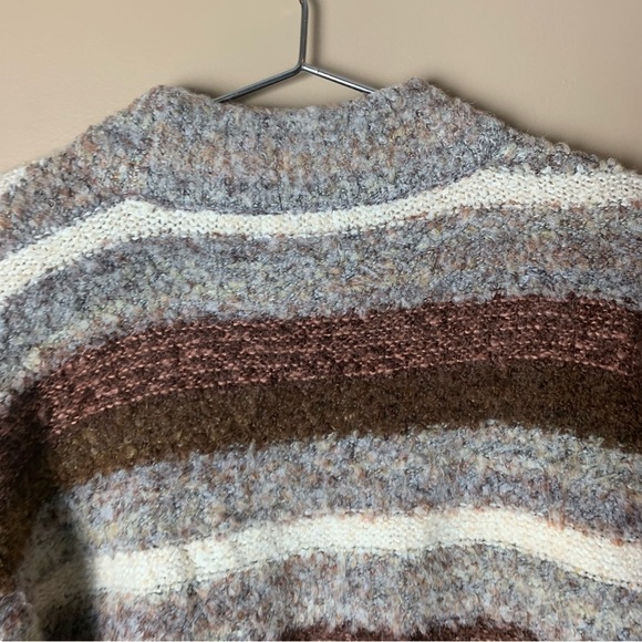 [Universal Thread] Brown & Gray  Striped Mock Neck Longline Pullover Sweater - Picture 7 of 7